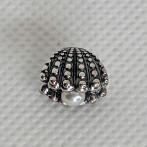 PANDORA Shell Pearl Charm in Sterling Silver